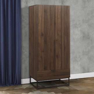 An Image of Houston Walnut Wooden Combination Wardrobe