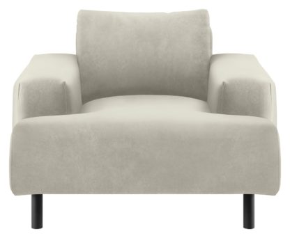 An Image of Habitat Julien Velvet Armchair - Parchment