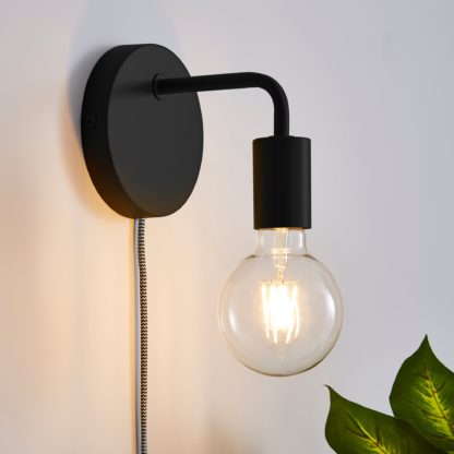 An Image of Elements Koppla Plug-In Wall Light Black