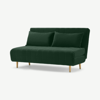 An Image of Bessie Large Double Sofa Bed, Moss Green Velvet