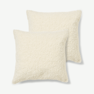 An Image of Mirny Set of 2 Boucle Cushions, 45 x 45cm, Off-White