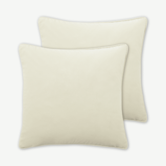 An Image of Julius Set of 2 Velvet Cushions, 59 x 59cm, Pale Taupe