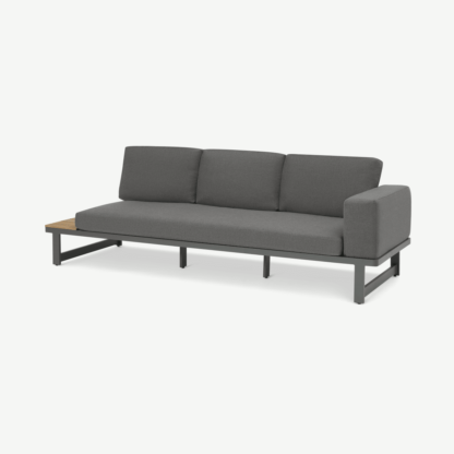 An Image of Topa Garden 3 Seater Sofa, Acacia Wood & Grey