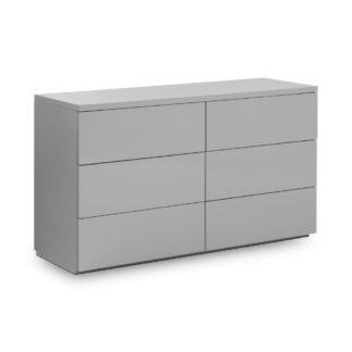 An Image of Monaco Grey Wooden High Gloss 6 Drawer Chest