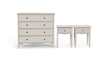 An Image of Habitat Margot 2 Bedside & 4 Drawer Chest Set - Grey