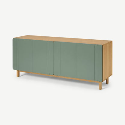 An Image of Asuna Wide Sideboard, Oak & Fern Green