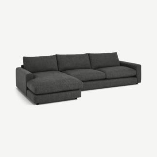 An Image of Arni Large Left Hand Facing Chaise End Corner Sofa, Slate Textured Weave