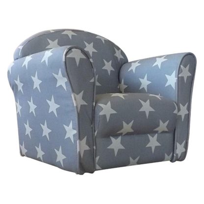 An Image of Children's Grey and White Stars Mini Armchair