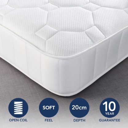 d9fe045b9727d18d58e16a50a7ed3a40869b81b221e1af12b91333d00f88dc05.jpg An Image of Fogarty Just Right Gel Top Open Coil Mattress White