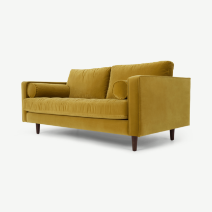 An Image of Scott Large 2 Seater Sofa, Gold Cotton Velvet