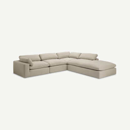 An Image of Samona Right Hand Facing Full Corner Sofa, Natural Cotton & Linen Mix