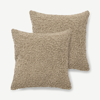 An Image of Mirny Set of 2 Boucle Cushions, 45 x 45cm, Taupe