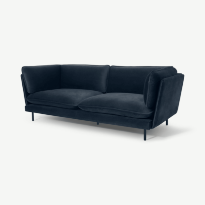 An Image of Wes 3 Seater Sofa, Ocean Blue Velvet