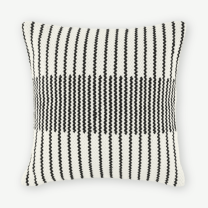 An Image of Caixa Woven Cushion, 45 x 45cm, Black & Off White