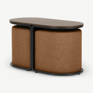 An Image of Marade Table + Ottoman Set, Dune Orange