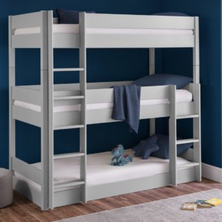 An Image of Trio Grey Wooden Triple Sleeper Bunk Bed Frame - 3ft Single