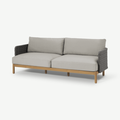 An Image of Kolbe Garden 3 Seater Sofa, Grey & Acacia Weave