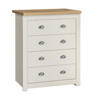 An Image of Highgate Cream and Oak Wooden 4 Drawer Chest