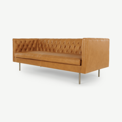 An Image of Julianne 3 Seater Sofa, Charm Tan Premium Leather