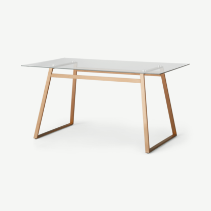 An Image of Haku 6 Seat Dining Table, Copper and Glass
