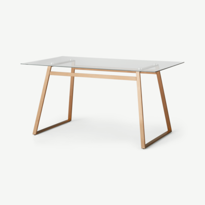 ded12bc46b5415a039709fa9a5a088a5b4ca63e11a07d5473cdd893613157e63-1.png An Image of Haku 6 Seat Dining Table, Copper and Glass