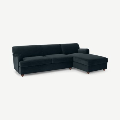 An Image of Orson Right Hand Facing Chaise End Sofa Bed, Velvet Midnight Grey