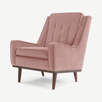 An Image of Scott Armchair, Blush Pink Cotton Velvet