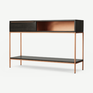 An Image of Anderson Console Table, Mocha Mango Wood & Copper