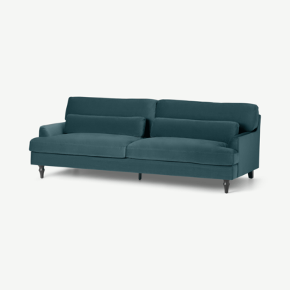 An Image of Tamyra 3 Seater Sofa, Steel Blue Velvet