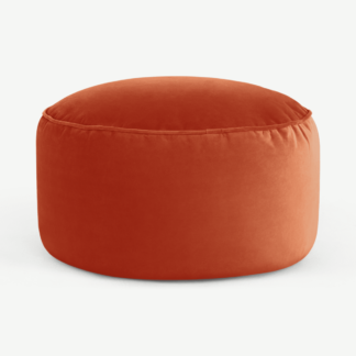 An Image of Lux Velvet floor cushion, Flame Orange Velvet