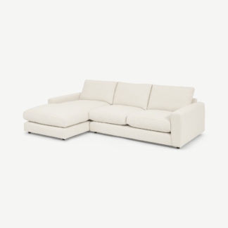 An Image of Arni Left Hand Facing Chaise End Sofa, Ivory White Boucle