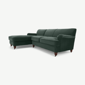 An Image of Orson Left Hand Facing Chaise End Corner Sofa, Autumn Green Velvet