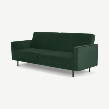 An Image of Rosslyn Click Clack Sofa Bed, Autumn Green Velvet