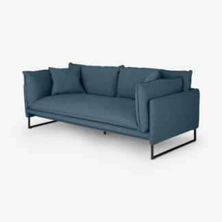 An Image of Malini 3 Seater Sofa, Orleans Blue