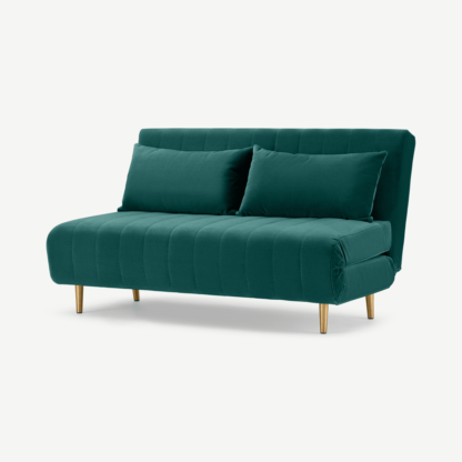 An Image of Bessie Large Double Sofa Bed, Seafoam Blue Velvet