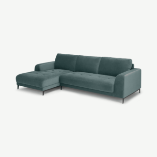 An Image of Luciano Left Hand Facing Chaise End Corner Sofa, Marine Green Velvet