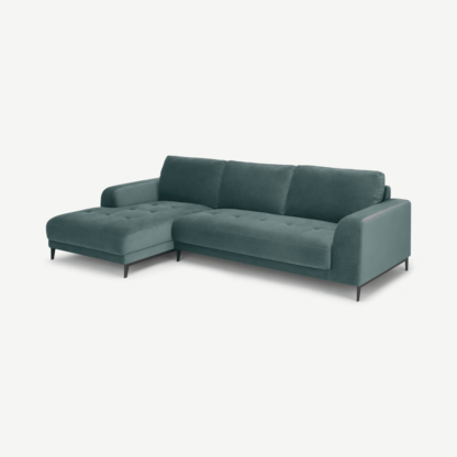 e0c7f2db39443054a4031e5cf8468b227008996856123220a73f09ade9701cf2-1.png An Image of Luciano Left Hand Facing Chaise End Corner Sofa, Marine Green Velvet