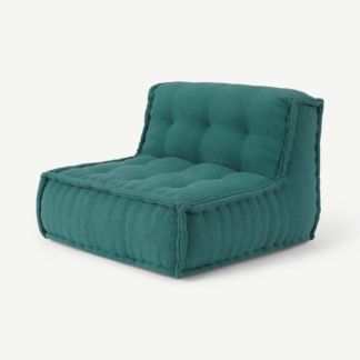 An Image of Sully Modular Large Floor Cushion, Teal Cotton Slub