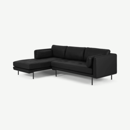An Image of Harlow Left Hand Facing Chaise End Corner Sofa, Denver Black Leather
