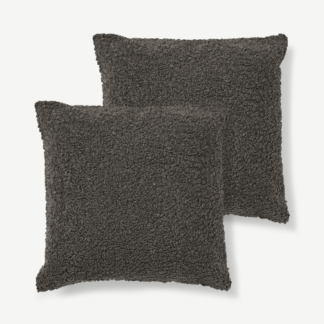 An Image of Mirny Set of 2 Boucle Cushions, 55 x 55cm, Charcoal Grey