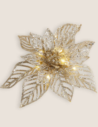 An Image of M&S Glitter Light Up Flower Tree Decoration