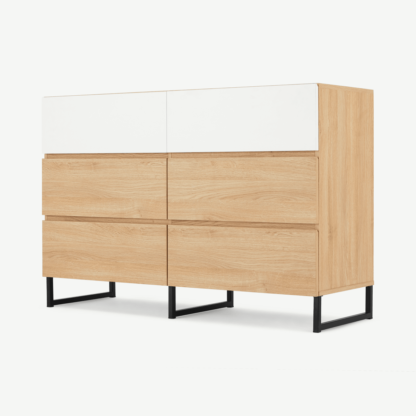 An Image of Hopkins Wide Chest Of Drawers, Oak Effect & White