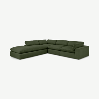 An Image of Samona Left Hand Facing Full Corner Sofa, Sage Corduroy Velvet