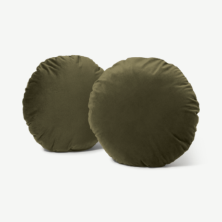 An Image of Julius Set of 2 Round Cushions, 45cm, Pistachio Green