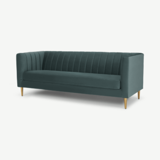 An Image of Amicie 3 Seater Sofa, Marine Green Velvet