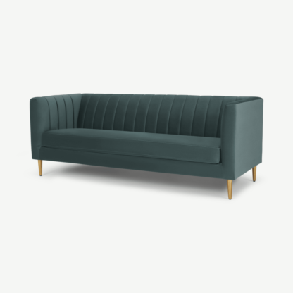An Image of Amicie 3 Seater Sofa, Marine Green Velvet