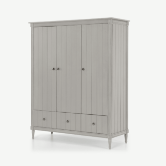 An Image of Bourbon Vintage 3 Door Triple Wardrobe, Grey