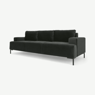 An Image of Frederik 3 Seater Sofa, Dark Anthracite Velvet
