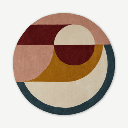 An Image of Bascome Round Handtufted Wool Rug, 200cm diam, Multi