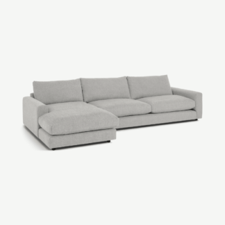 An Image of Arni Large Left Hand Facing Chaise End Corner Sofa, Grey Textured Weave